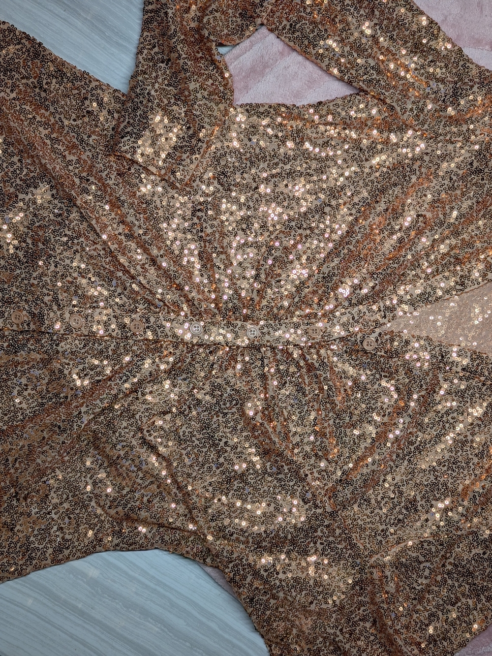DR2 Sequin Mini Dress in Brown & Gold Size L Like New